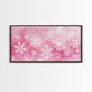 Snowflake Christmas Canvas Print, Winter Wonderland Art, Light Pink Wall Decor, Festive Holiday Artwork, Cozy Seasonal Charm Gift