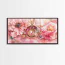 Pink Gemstone Jewelry Canvas Print, Feminine Elegant Artwork, Glamorous Rose Painting, Living Room Wall Art, Unique Decorative Gift