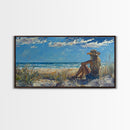 Coastal Cowgirl Framed Canvas Print Coastal Landscape Art Nautical Decor Ocean View Art Horizontal Wall Art Above Bed Wall Art