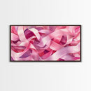 Pink Ribbons Canvas Print | Abstract Art | Light Pink Wall Art | Whimsical Minimalist Decor | Feminine Bedroom Canvas Print