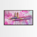 Elegant Fountain Pen Canvas Print | Pink Abstract Art | Stationery Inspired Wall Art | Unique Study Room Decor | Framed Office Art