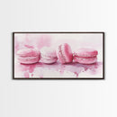 French Macaron Canvas Print | Pink Kitchen Wall Art | Food Inspired Artwork | Framed Pastel Dessert Art | Unique Dining Room Decor