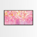 Magical Fairy Light Pink Abstract Canvas Print with Bokeh Lights, Ideal Whimsical Art for Living Room, Vertical Skinny Wall Art