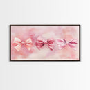 Bow Tie Trio Painting with Pink Orange Wall Art Aesthetic Framed Canvas Print, Whimsical Art Bedroom or Living Room Decor