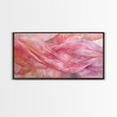 Sheer Pink Fabric Abstract Painting as Light Pink Wall Art Aesthetic on Framed Canvas Print, Modern Bedroom or Living Room Accent