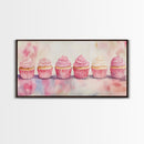 Whimsical Cupcake Canvas Print Pastel Pink Kitchen Art Light Pink Wall Art Food Review Kitchen Decor Gift Idea For Her