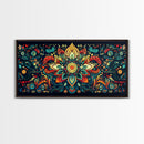 Elaborate Mandala Framed Canvas Print, Vibrant Boho Art, Spiritual Zen Wall Art, Geometric Ethereal Painting, Colorful Sacred Geometry