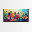 Refreshing Summer Drinks Canvas Print, Vibrant Foodie Kitchen Art, Colorful Beverage Wall Art, Dining Room Decor, Cocktail Party Art
