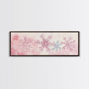 Hand-Painted Snowflake Art Canvas Print, Christmas Rustic Winter Wall Decor, Light Pink Abstract Artwork, Cozy Living Room Art Gift