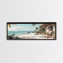 Tropical Beach Framed Canvas Print Coastal Landscape Art Nautical Decor Relaxing Living Room Wall Art Panoramic Seascape Painting