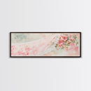 Romantic Rose Painting Canvas Print Featuring Bridal Lace, Botanical Prints Ideal Bedroom Art or Wedding Gift Idea