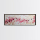 Pink Musical Notes Canvas Print, Rustic Abstract Artwork for Living Room, Nostalgic Art Nouveau Style, Horizontal Wall Art Decor