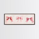 Light Pink Wall Art Canvas Print with Bows Decor, Minimalist Painting, Bedroom Art, Horizontal Abstract Artwork for Living Room