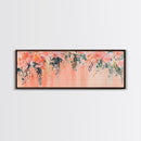 Floral Wildflower Painting Framed Canvas Print, Watercolor Botanical Prints in Peach and Green, Vertical Rustic Farmhouse Wall Art