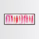 Pink Abstract Art Framed Canvas Print Featuring Lip Gloss Collection, Feminine Living Room Artwork, Boho Dorm Decor Gift Idea