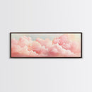 Dreamy Pink Clouds Canvas Print, Light Pink Wall Art, Minimalist Sky Art, Bedroom Decor, Soft Pastel Landscape Art, Horizontal Wall Art