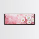 Daisy Flower Wall Art, Canvas Print, Light Pink and White Minimalist Artwork, Botanical Prints Style, Bedroom Whimsical Decor
