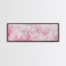 Delicate Snowflake Art Framed Canvas Print Light Pink Wall Art Minimalist Winter Décor Bedroom Living Room Artwork Horizontal Gift