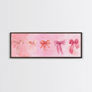 Ribbon Bow Canvas Print Light Pink Art Feminine Horizontal Wall Art Whimsical Artwork Living Room Wabi Sabi Decor Framed Print