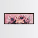 Floral Crown Canvas Print Pink Rose Painting Goddess Art Print Feminine Wall Art Botanical Artwork Whimsical Framed Bedroom Art