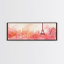 Eiffel Tower Blush Sky Canvas Print, Paris Landscape Art, Light Pink Wall Art, Romantic Artwork, Gift Idea For Her, Extra Wide Art