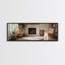 Framed Canvas Print Cozy Farmhouse Art Rustic Decor Wicker Charm Living Room Above Sofa Wall Art Warm Tones Gift Idea