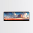Majestic Desert Landscape Framed Canvas Print, Panoramic Painting, Southwest Wall Art, Above Bed Art, Rustic Decor, Living Room Art