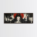 Mystical Goddess Framed Canvas Print Dark Angels Wall Art Japanese-Inspired Sacred Geometry Art Bedroom Wall Decor