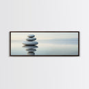 Zen Inspired Framed Canvas Print Minimalist Art Stacked Stones Calming Wabi Sabi Style Living Room Decor Neutral Wall Art