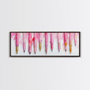 Abstract Pink Pens Framed Canvas Print - Whimsical Art, Light Pink Dorm Wall Decor, Vertical Art Gift Idea, Unique Living Room Canvas Print