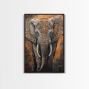 Indian Elephant Art Framed Canvas Print – Kerala Mural Painting, Sacred Geometry Decor, Ganesh Wall Art, Rustic Boho Living Room Art