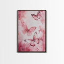 Pink Butterfly Botanical Prints Canvas Print Soft Whimsical Nature Inspired Bedroom or Living Room Art Light Pink Wall Decor