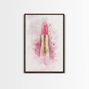 Radiant Pink Lipstick Canvas Print | Feminine Wall Art | Makeup Lover Decor | Modern Minimalist Art | Bathroom Accent | Gift Idea Her