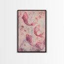 Artistic koi fish painting with framed canvas print, pink abstract art, light pink wall art, gift idea, moody art above bed decor