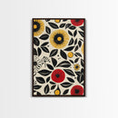 Modern Botanical Framed Canvas Print, Wildflower Pattern Wall Art, Vibrant Floral Art, Living Room Decor, Extra Wide Rustic Decor