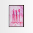 Light Pink Lipstick Trio Canvas Print, Whimsical Art, Makeup Wall Art, Pink Abstract Art, Feminine Decor, Bedroom Art, Gift Idea for Her