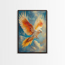 Parrot in Sky Canvas Print | Tropical Bird Art Original Painting | Coastal Cowgirl Wall Art | Vibrant Nautical Decor Living Room Print