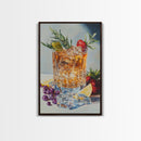 Whiskey Glass Canvas Print | Rustic Bar Kitchen Wall Art | Coastal Decor Martini Painting | Living Room Gift Idea for Him Art Print