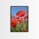Vibrant Poppy Field Framed Canvas Print, California Poppy Art, Rustic Landscape Wall Art, Bedroom Art, Farmhouse Living Room Decor