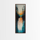 Sunset Reflection, coastal painting, pink orange wall art, lake Tahoe art farmhouse art, Framed Canvas Print, panoramic art