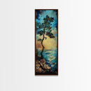 Windblown Pine, Ocean Painting, Moody Art, Coastal Landscape, Nautical Decor, Framed Canvas Print, Bedroom Art