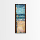 Volleyball Net, Seaside Sport, Nautical Wall Art, Beach House Art, Coastal Decor, Living Room Art, Framed Canvas Print, Extra Wide Art