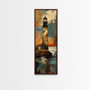 Rustic Lighthouse, Nautical Wall Art, Moody Painting, Coastal Landscape, Seascape Painting, Framed Canvas Print