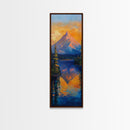 Landscape Painting, Framed Canvas Print, blue and green wall art, panoramic painting, extra wide art, mountain painting