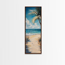 Tropical Beach, coastal painting, nautical decor, palm tree painting, Hawaii art, coastal cowgirl wall art, Framed Canvas Print