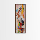 Colorful Pelican, bird art, framed canvas print, whimsical art, vibrant wall art, coastal decor, blue heron painting, rustic art