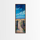 Open Gate, Rustic Art, Vintage Landscape, Country Path Painting, Moody Art, Extra Wide Art, Horizontal Wall Art, Canvas Print