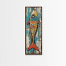 Koi fish painting, colorful fish art, nautical decor, rustic art, coastal cowgirl wall art, tall narrow art, canvas print
