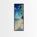 Palm Tree Beach, tropical decor, coastal cowgirl wall art, Hawaii art, framed canvas print, nautical painting, summer gift idea