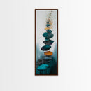 Zen Stones, minimalist art, zen wall art, wabi sabi art, sage green wall art, extra wide art, tall narrow art, Canvas Print, boho art